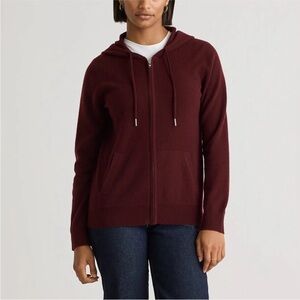 QUINCE Mongolian Cashmere Full-Zip Hoodie Rich Burgundy